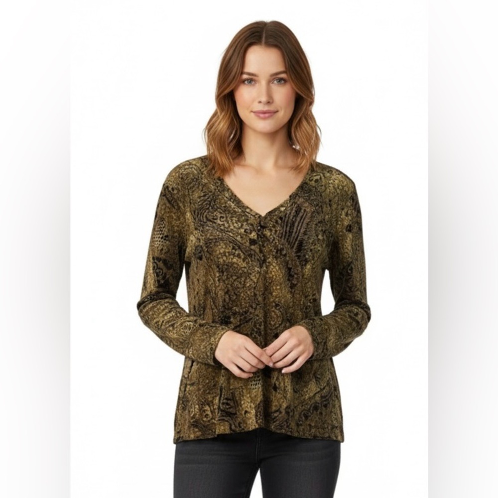 Chico’s Long Sleeve Textured Top Size XL